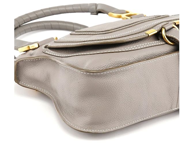 Chloé Borsa a tracolla 2-way Marcie in pelle grigia - vista 8