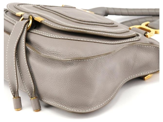 Chloé Borsa a tracolla 2-way Marcie in pelle grigia - vista 9