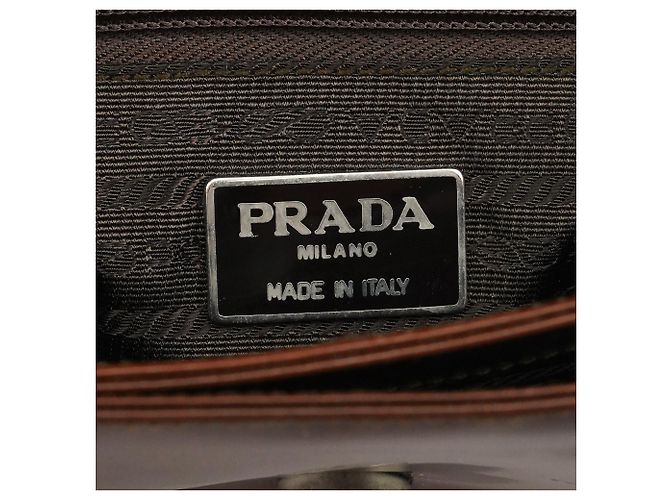 Prada Borsa a mano in pelle spazzolato marrone - vista 12