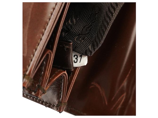 Prada Borsa a mano in pelle spazzolato marrone - vista 14