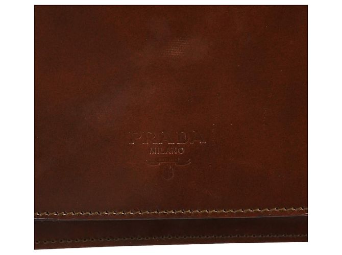 Prada Borsa a mano in pelle spazzolato marrone - vista 6