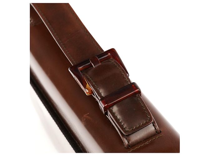 Prada Borsa a mano in pelle spazzolato marrone - vista 7