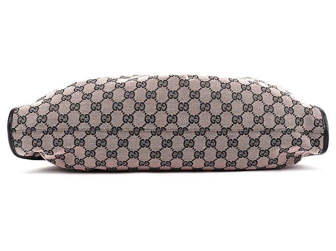 Gucci Borsa a Spalla Arricciata 76554 Pink Black GG Canvas - vista 5