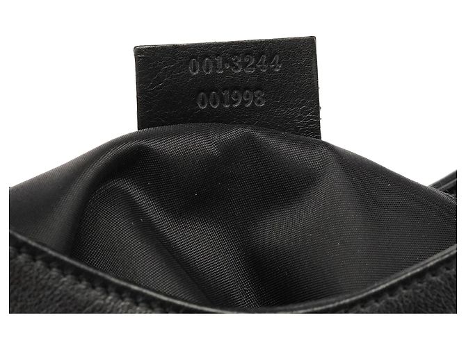 Gucci 001 3244 Borsa a tracolla in pelle nera Bamboo - vista 10