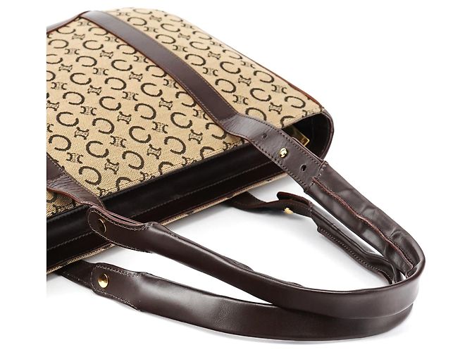 Céline Borsa Tote in tela Macadam beige e marrone - vista 10