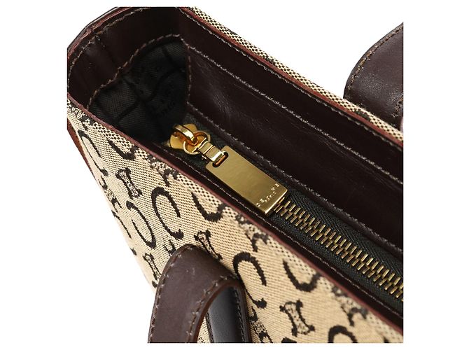 Céline Borsa Tote in tela Macadam beige e marrone - vista 11