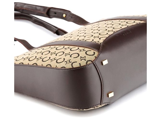 Céline Borsa Tote in tela Macadam beige e marrone - vista 8