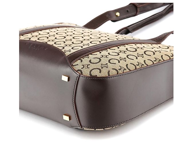 Céline Borsa Tote in tela Macadam beige e marrone - vista 9