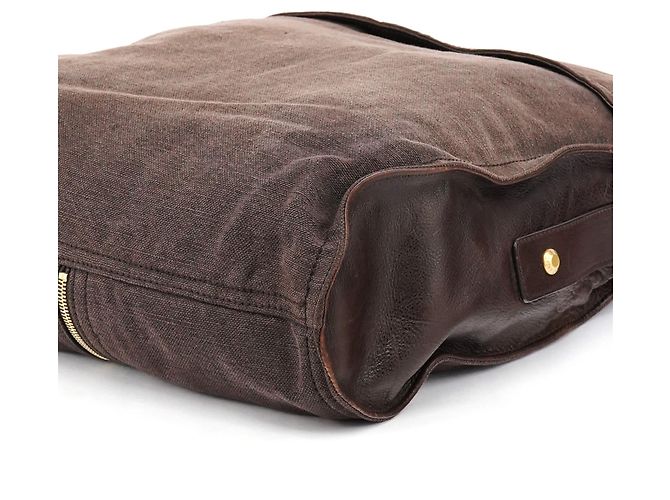 Yves Saint Laurent 166283 Borsa a tracolla in pelle e tela marrone - vista 11