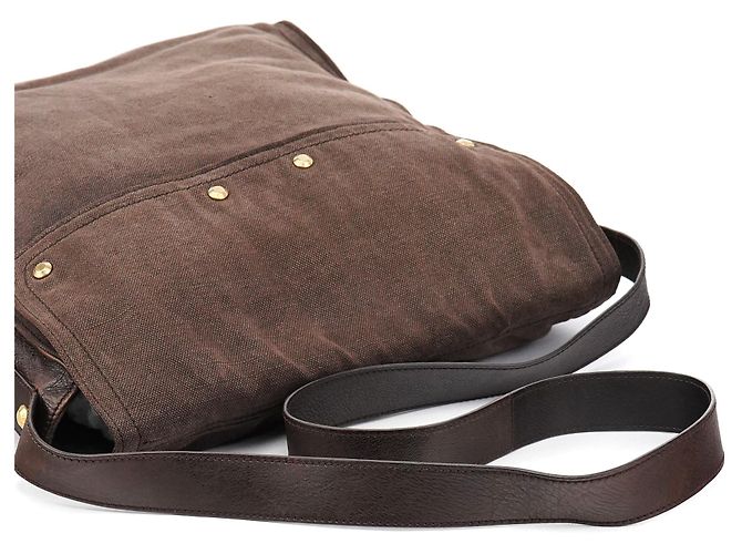 Yves Saint Laurent 166283 Borsa a tracolla in pelle e tela marrone - vista 12