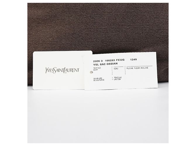 Yves Saint Laurent 166283 Borsa a tracolla in pelle e tela marrone - vista 13
