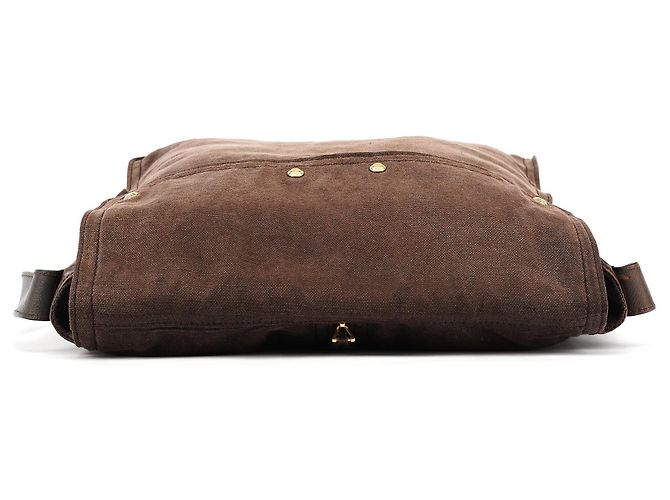 Yves Saint Laurent 166283 Borsa a tracolla in pelle e tela marrone - vista 4