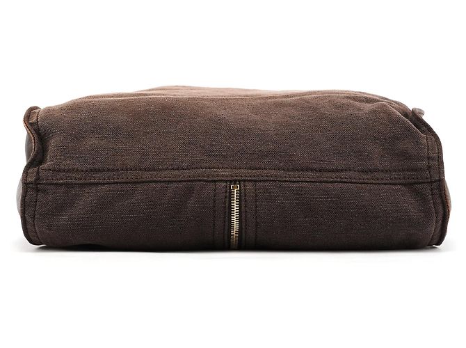 Yves Saint Laurent 166283 Borsa a tracolla in pelle e tela marrone - vista 5