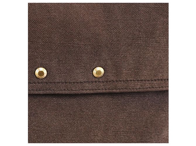 Yves Saint Laurent 166283 Borsa a tracolla in pelle e tela marrone - vista 6