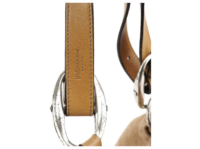 Yves Saint Laurent Borsa a tracolla Nadja con volant in camoscio marrone chiaro 2003 - vista 14