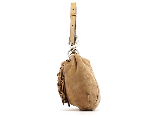 Yves Saint Laurent Borsa a tracolla Nadja con volant in camoscio marrone chiaro 2003 - vista 2