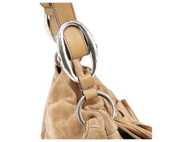 Yves Saint Laurent Borsa a tracolla Nadja con volant in camoscio marrone chiaro 2003 - vista 7