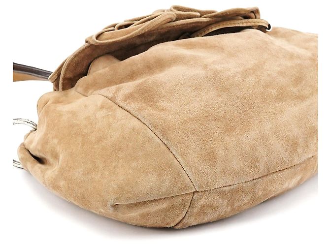 Yves Saint Laurent Borsa a tracolla Nadja con volant in camoscio marrone chiaro 2003 - vista 8