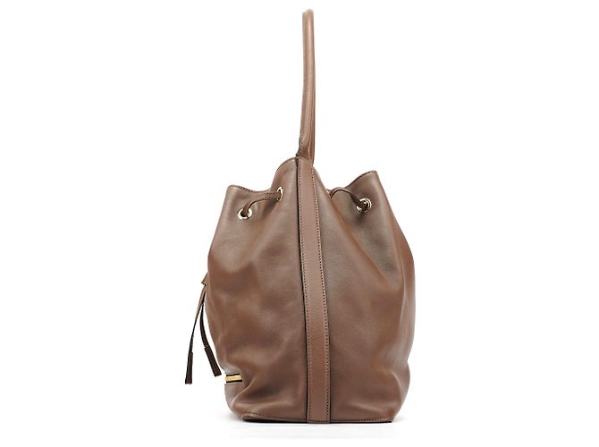 Chloé Borsa a secchiello in pelle marrone con coulisse - vista 2