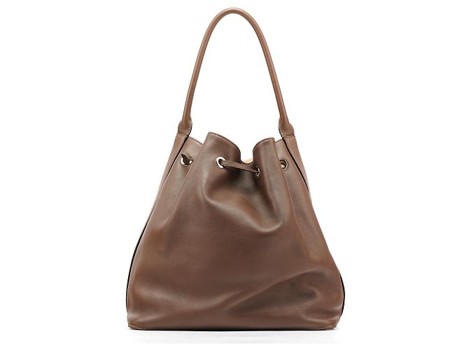 Chloé Borsa a secchiello in pelle marrone con coulisse - vista 3