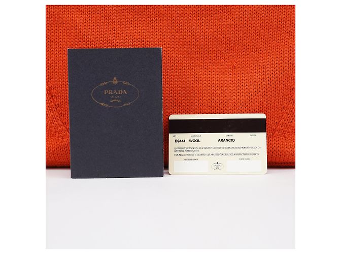 Prada B9444 Orange Wool Strick-Tote Bag - Ansicht 13