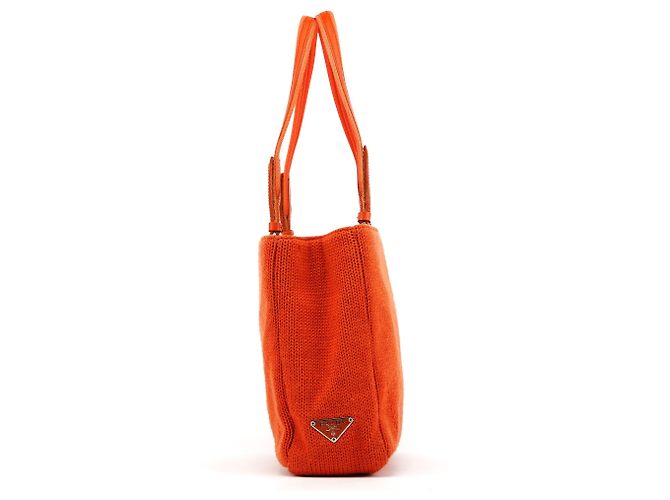 Prada B9444 Orange Wool Strick-Tote Bag - Ansicht 2