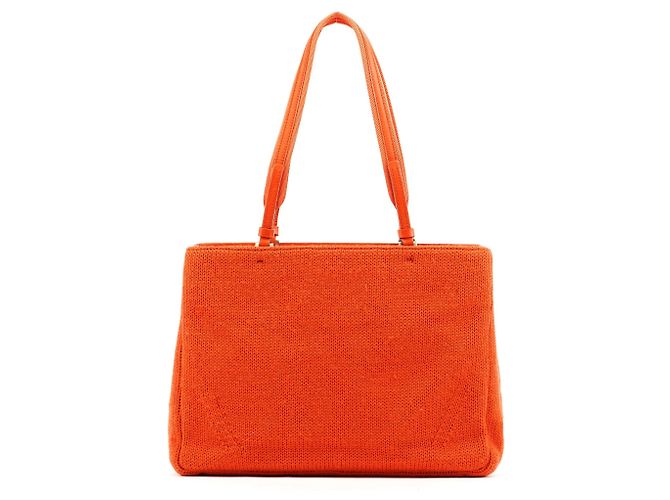 Prada B9444 Orange Wool Strick-Tote Bag - Ansicht 3