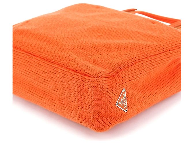 Prada B9444 Orange Wool Strick-Tote Bag - Ansicht 7