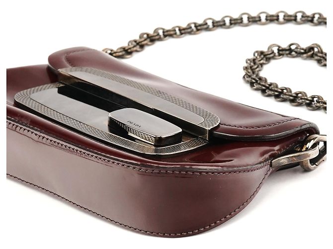 Prada Borsa a spalla Spazzolato Mirror Burgundy 2004 - vista 11