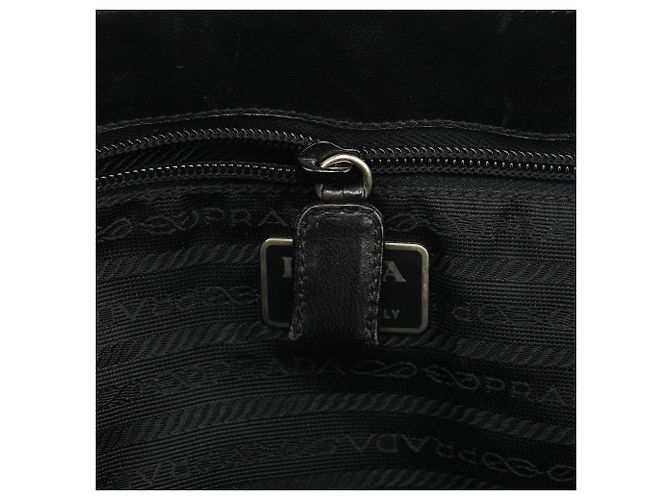 Prada Borsa a tracolla Black Tessuto Vitello Nylon - vista 11