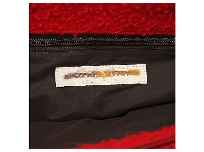 Miu Miu Shopper-Bag aus roter Bouclé-Wolle mit Gummigriffen - Ansicht 11