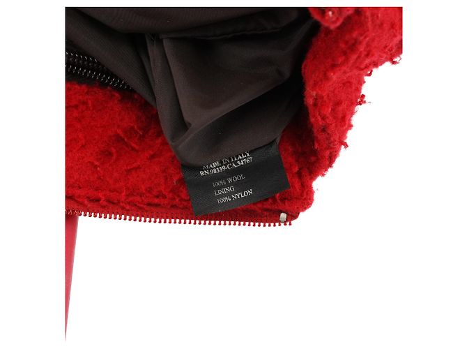 Miu Miu Shopper-Bag aus roter Bouclé-Wolle mit Gummigriffen - Ansicht 13
