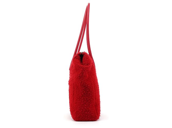 Miu Miu Shopper-Bag aus roter Bouclé-Wolle mit Gummigriffen - Ansicht 2