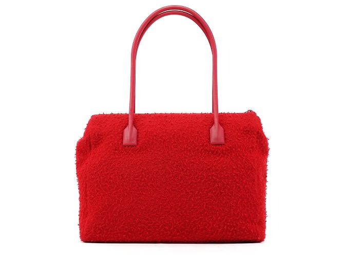Miu Miu Shopper-Bag aus roter Bouclé-Wolle mit Gummigriffen - Ansicht 3