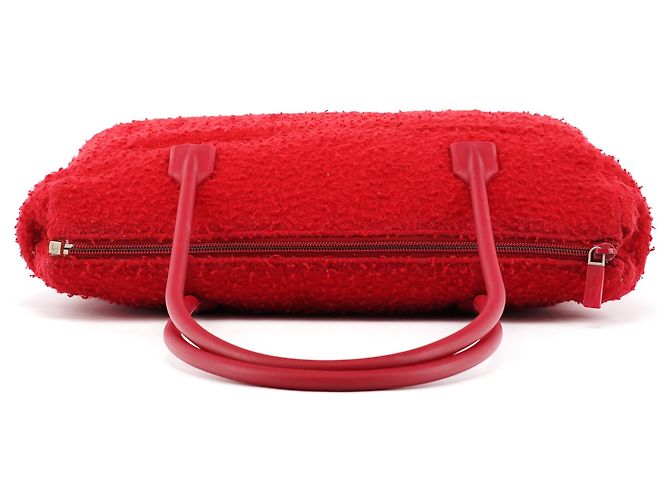 Miu Miu Shopper-Bag aus roter Bouclé-Wolle mit Gummigriffen - Ansicht 4