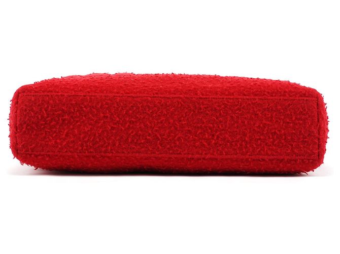 Miu Miu Shopper-Bag aus roter Bouclé-Wolle mit Gummigriffen - Ansicht 5