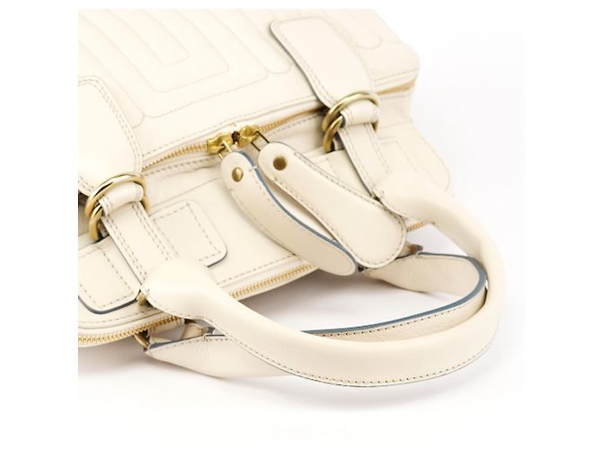Chloé Borsa Tote Bay in pelle avorio - vista 11