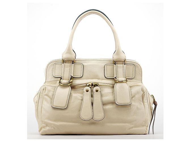 Chloé Borsa Tote Bay in pelle avorio - vista 3