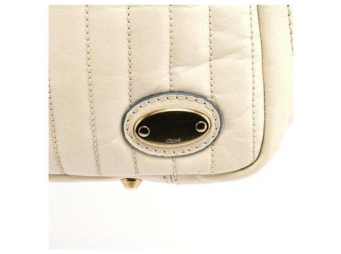 Chloé Borsa Tote Bay in pelle avorio - vista 5