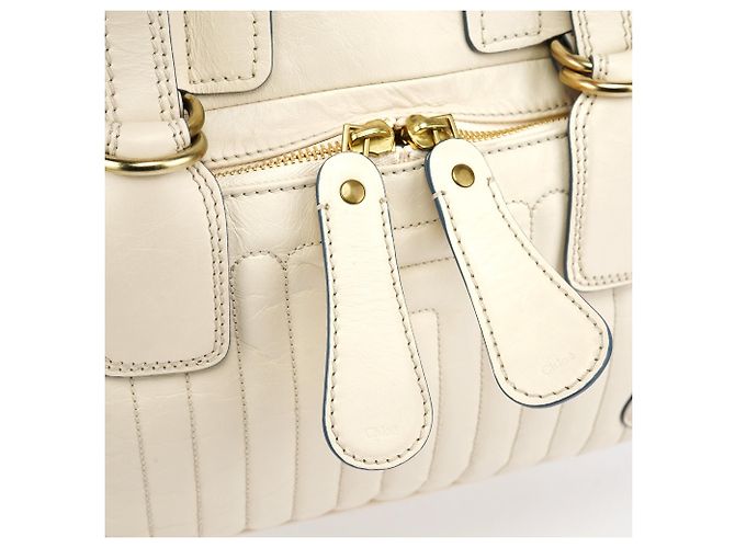 Chloé Borsa Tote Bay in pelle avorio - vista 6