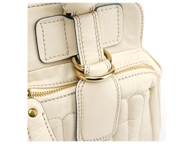 Chloé Borsa Tote Bay in pelle avorio - vista 7