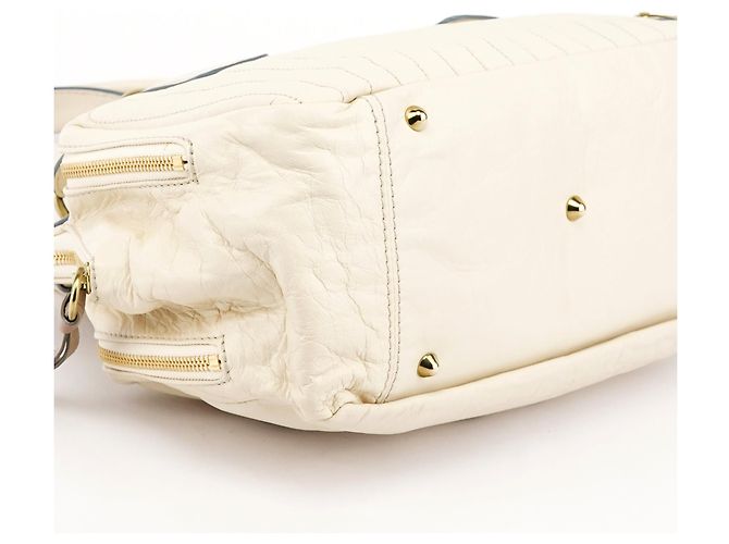 Chloé Borsa Tote Bay in pelle avorio - vista 9