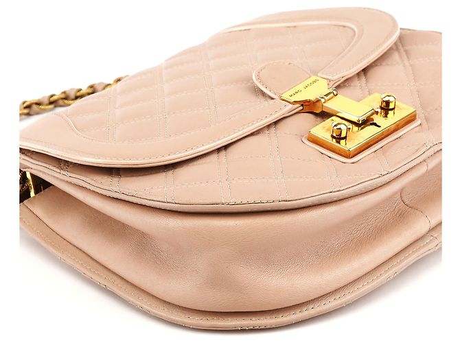 Marc Jacobs  mala de ombro em pele acolchoada bege com fivela - vista 8
