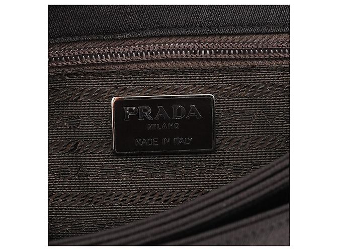 Prada Borsa Tote in mesh di nylon e camoscio marrone - vista 11
