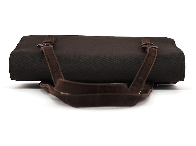 Prada Borsa Tote in mesh di nylon e camoscio marrone - vista 4