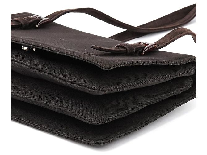 Prada Borsa Tote in mesh di nylon e camoscio marrone - vista 9