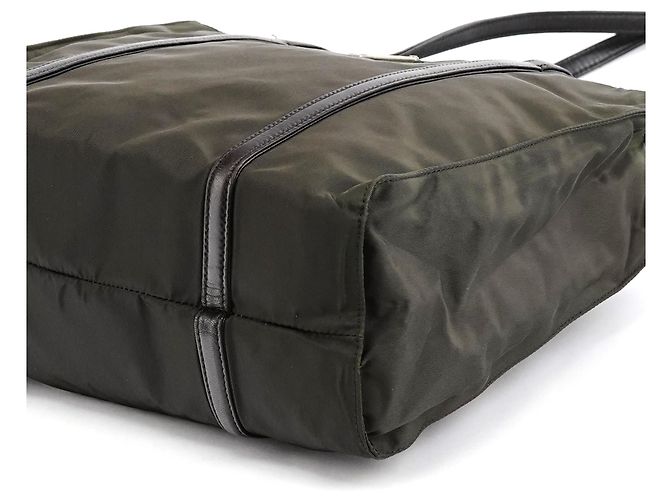Prada Borsa Tote B6059 Dark Green Tessuto Trend Nappa - vista 7