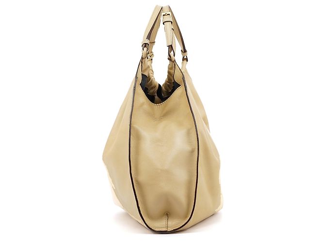 Gucci 76554 Borsa Hobo in pelle beige arricciata - vista 2