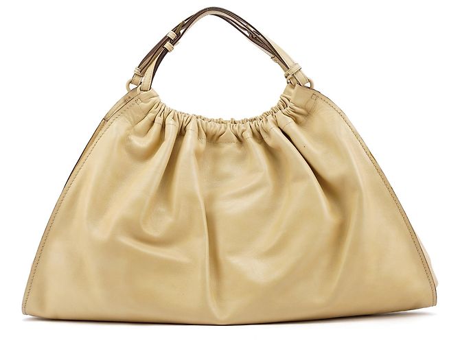 Gucci 76554 Borsa Hobo in pelle beige arricciata - vista 3