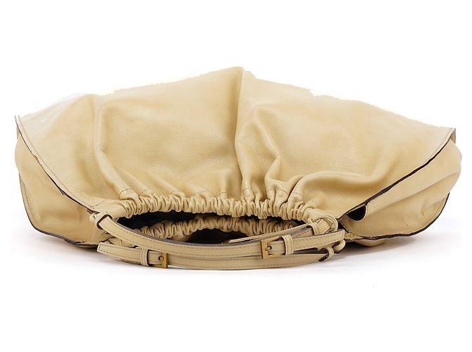 Gucci 76554 Borsa Hobo in pelle beige arricciata - vista 4